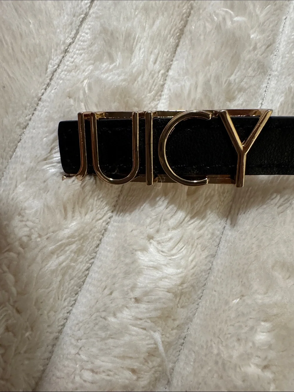 Vintage Juicy Couture Black Skinny Belt with Gold JUICY Logo